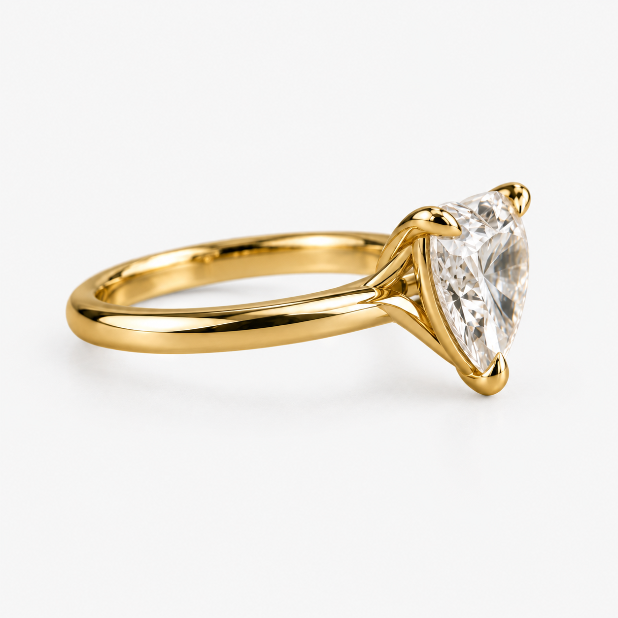 Lab Grown Diamond Heart Cut Solitaire Engagement Ring in 14K Yellow Gold