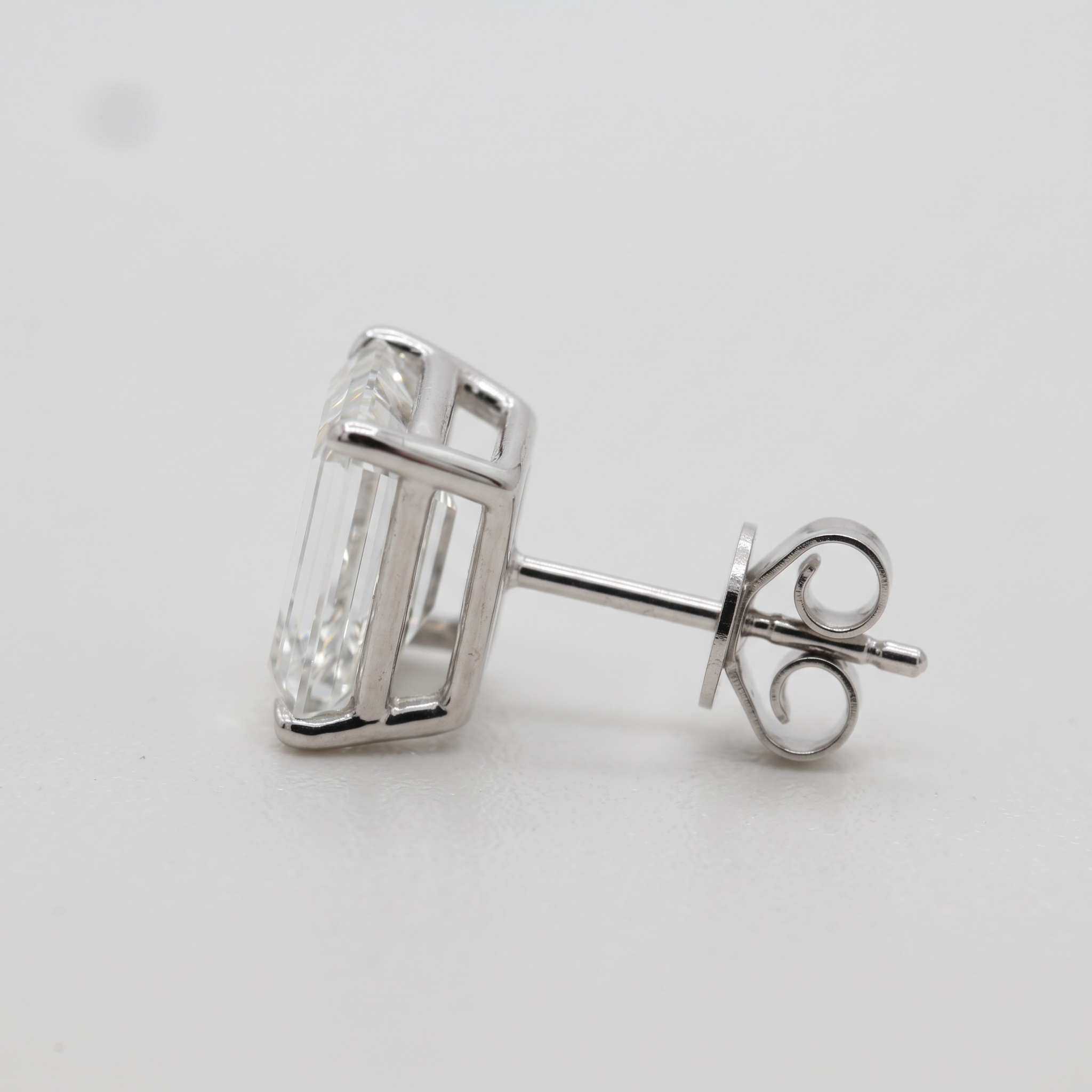 Lab Grown Diamond Emerald Cut Solitaire Stud Earrings in Four Prong Setting