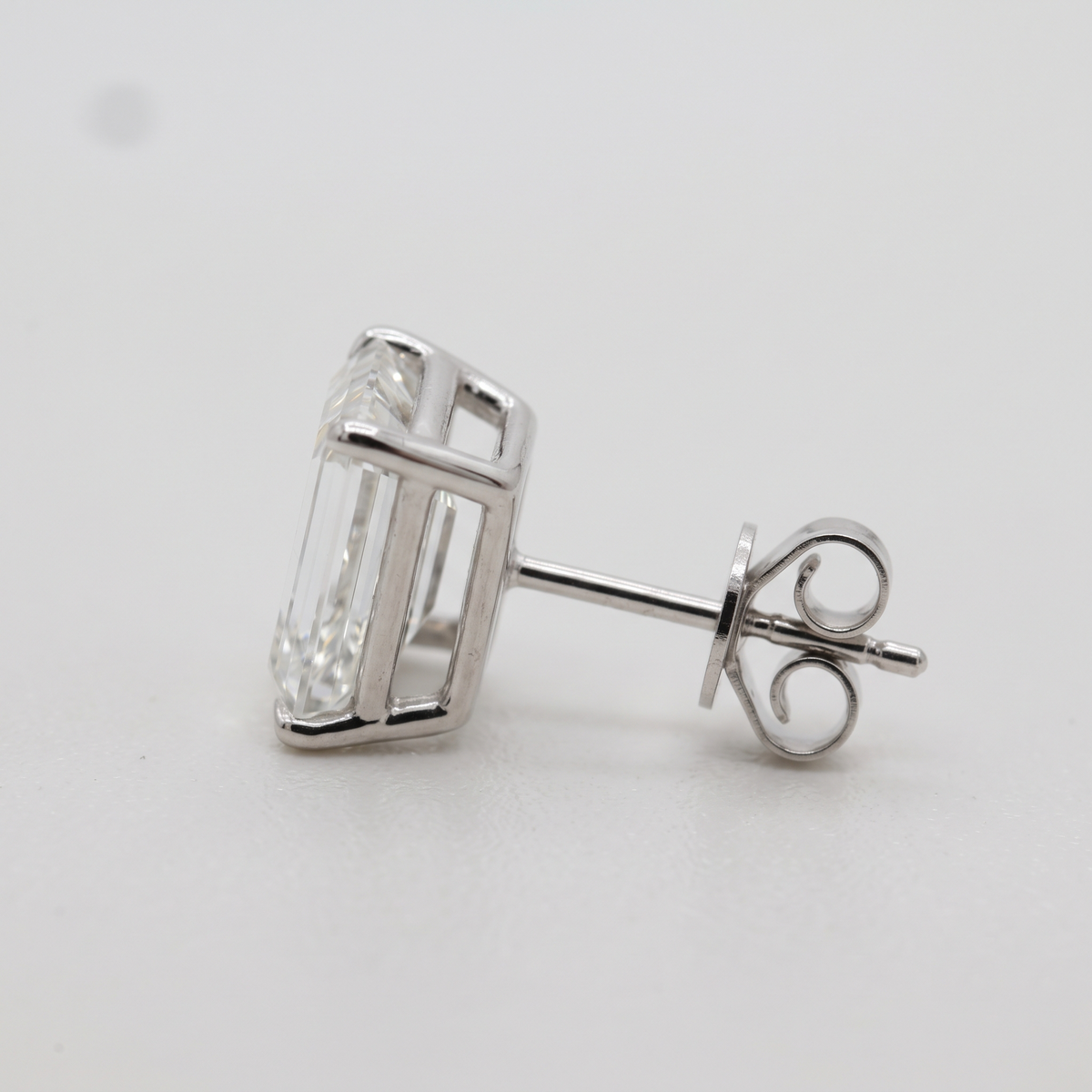 Lab Grown Diamond Emerald Cut Solitaire Stud Earrings in Four Prong Setting