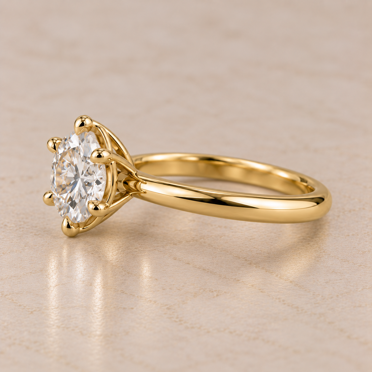 Lab Grown Diamond   Round Brilliant Cut Floral Halo Solitaire Engagement Ring in 14K Yellow Gold