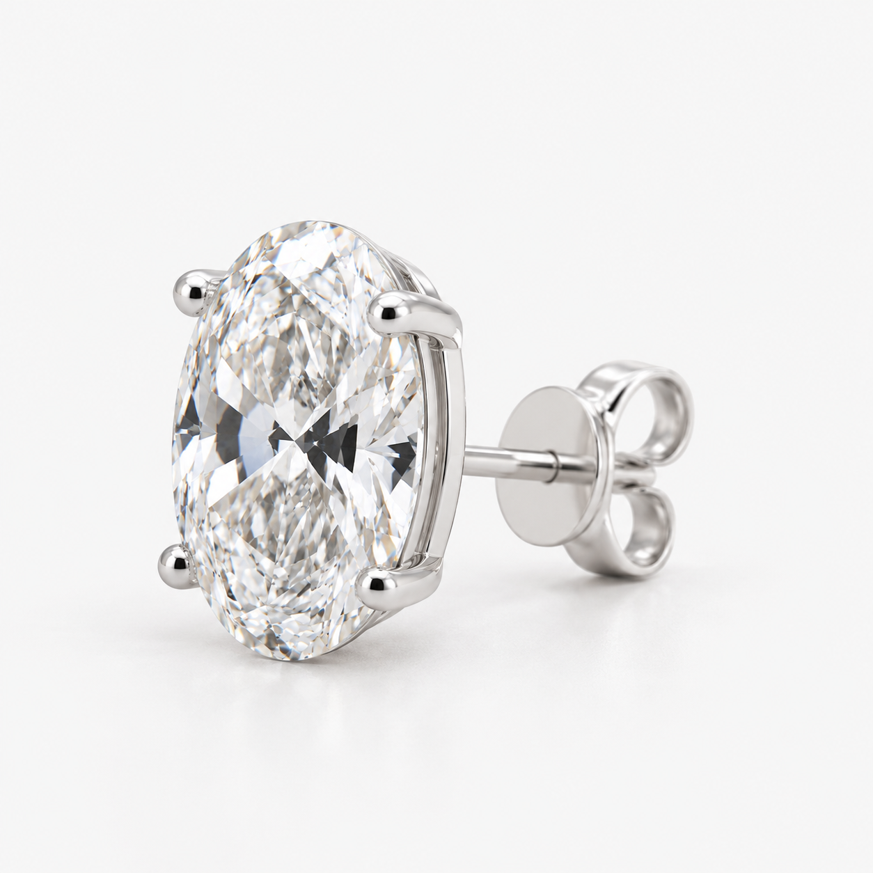 Lab Grown Diamond Oval Cut Solitaire Stud Earrings in Three Prong Setting