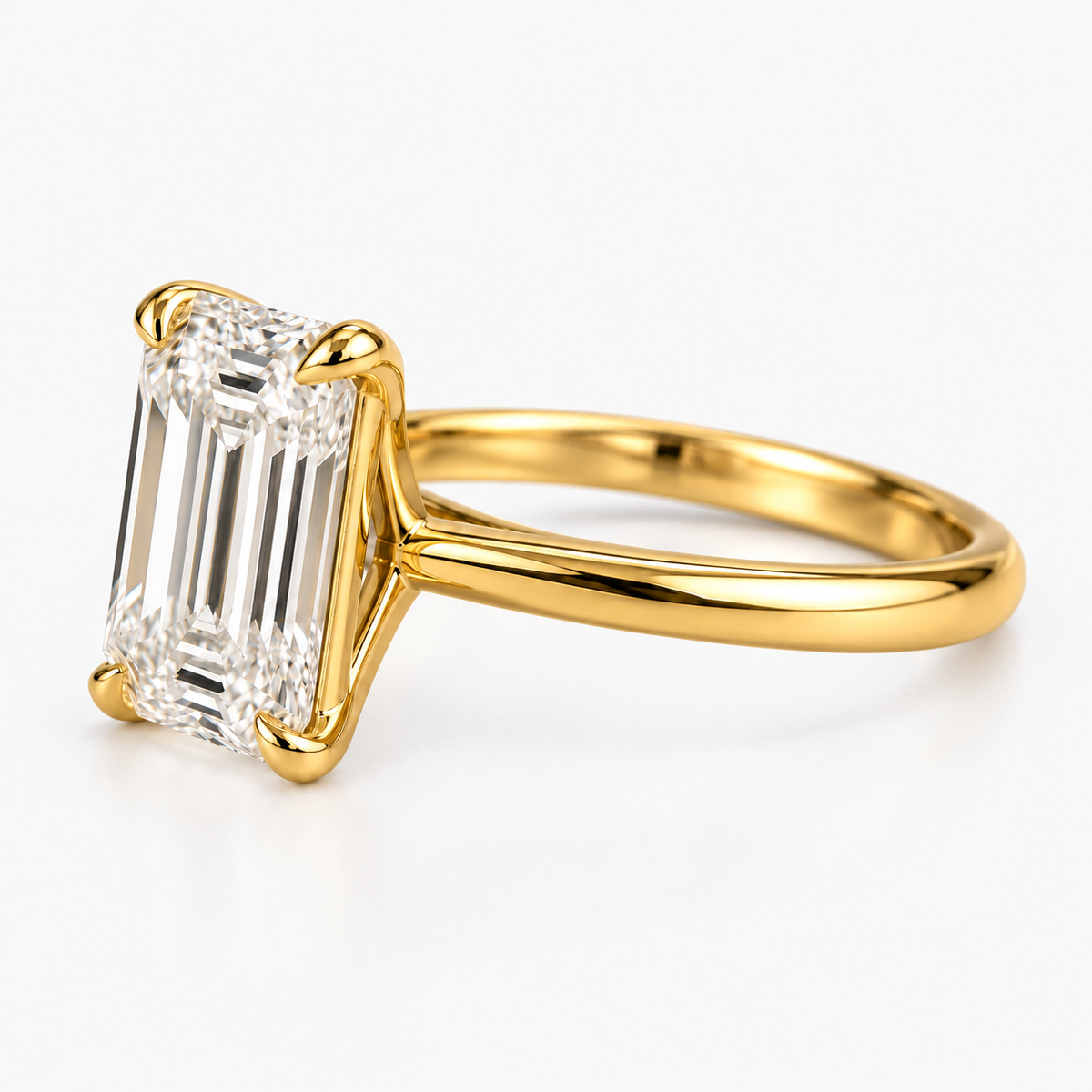 Lab Grown Diamond Emerald Cut Solitaire Engagement Ring in 14K Yellow Gold