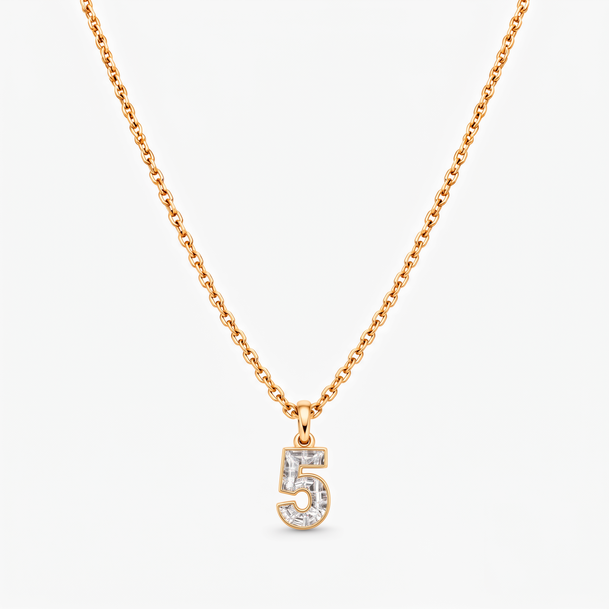 Lab Grown Diamond Number 5 Pendant Necklace in 14K Yellow Gold