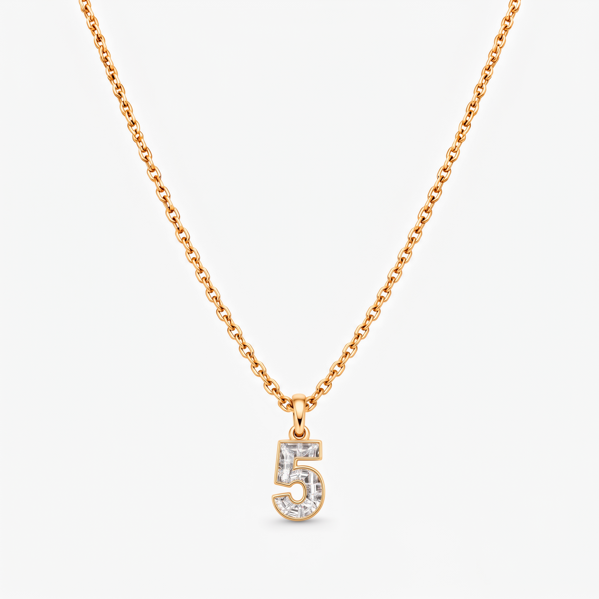 Lab Grown Diamond Number 5 Pendant Necklace in 14K Yellow Gold