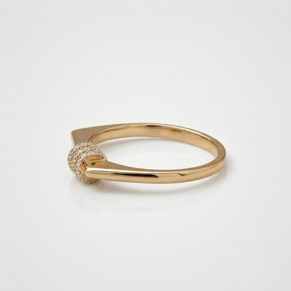 Lab Grown Diamond Triple Row Pave Stackable Open Cuff Band Ring in 14K Yellow Gold