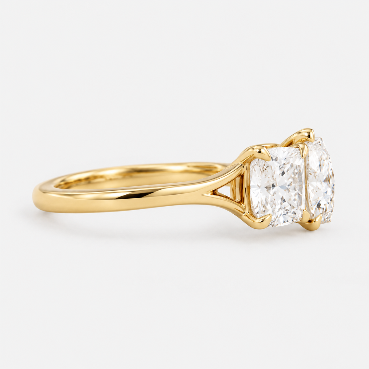 Toi et Moi Cushion and Pear Cut Diamond Engagement Ring in 14K Yellow Gold