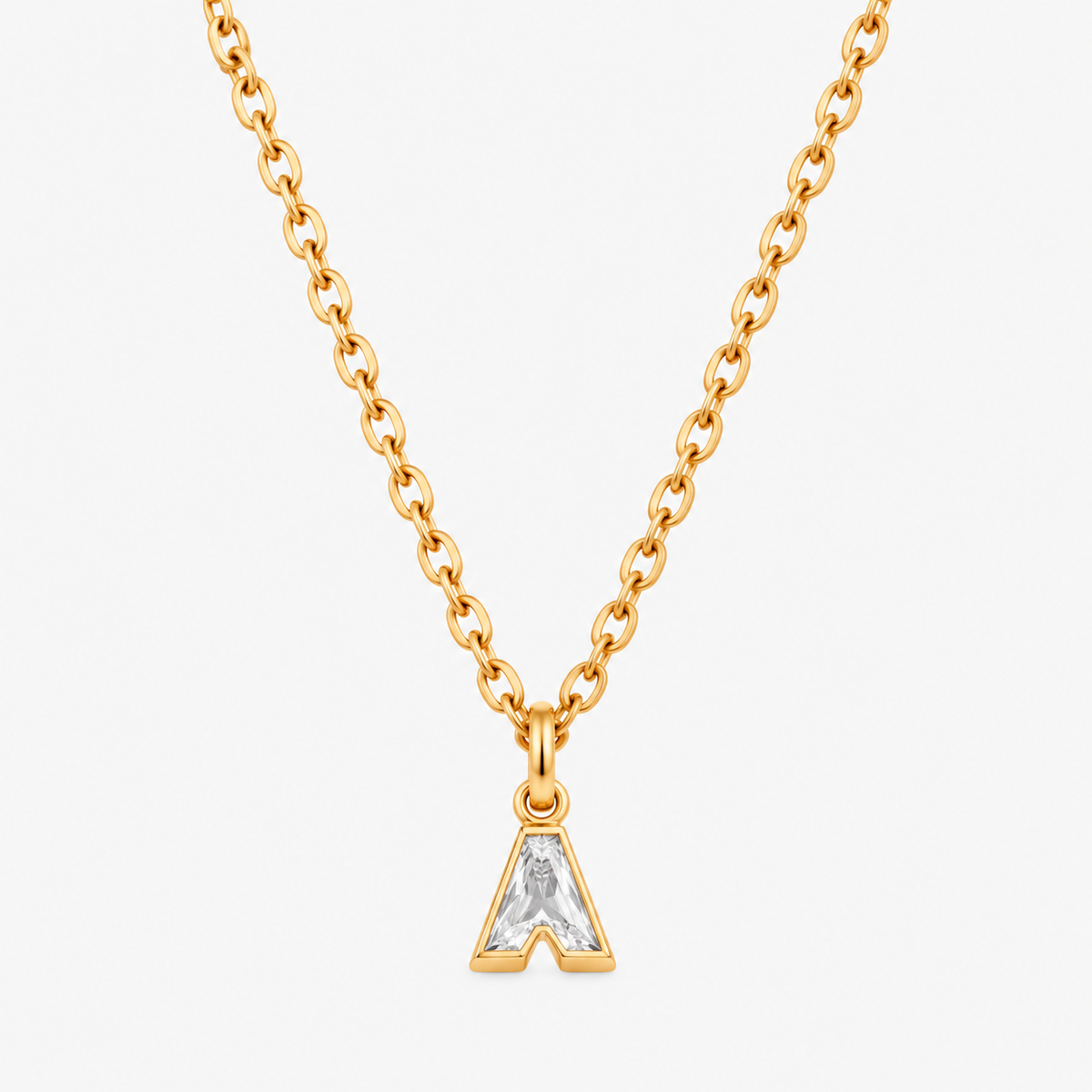 Lab Grown Diamond Alphabet A Cut Initial Pendant Necklace IGI Certified in 14K Yellow Gold