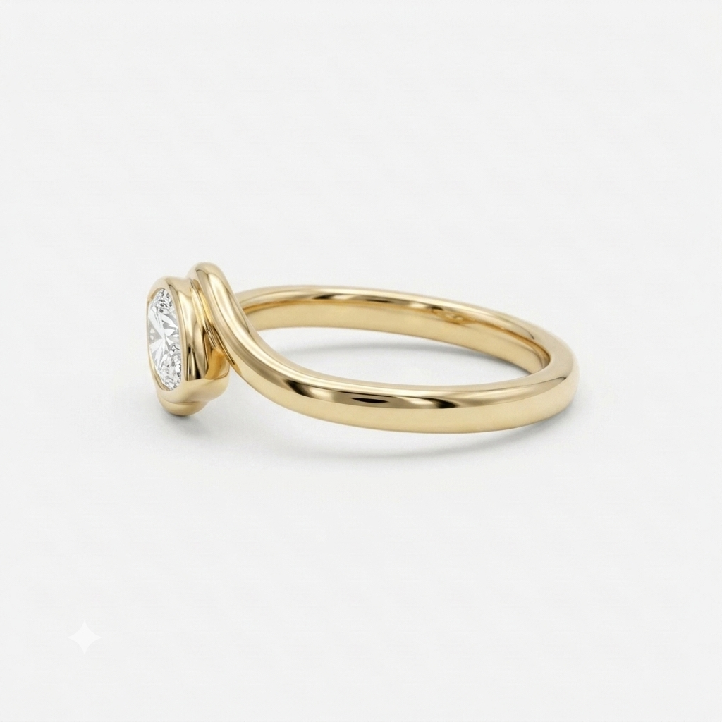 Lab Grown Diamond Marquise Cut East-West Bypass Bezel Engagement Ring IGI Certified in 14K Yellow Gold