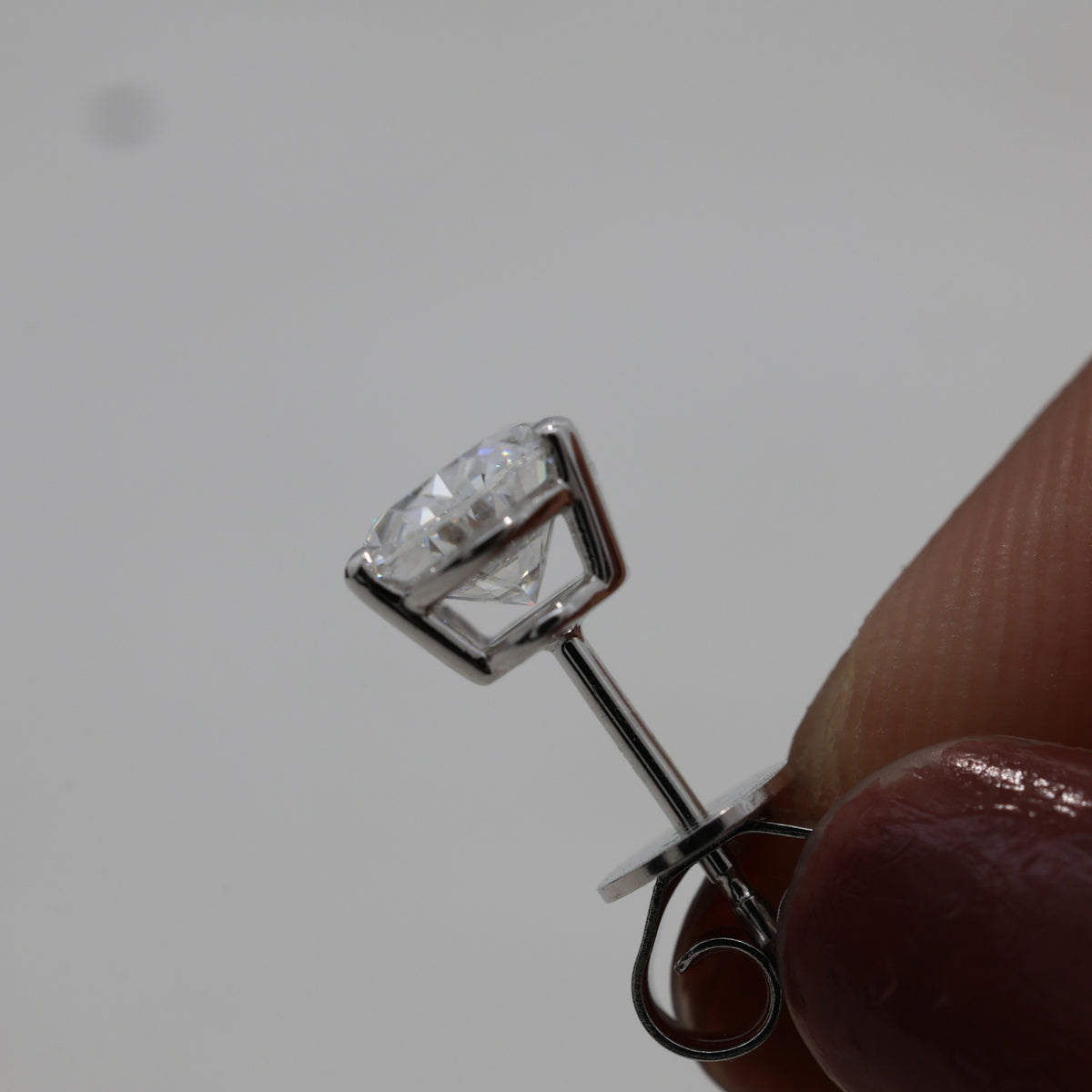 Lab Grown Diamond Oval Cut Solitaire Stud Earrings in Three Prong Setting