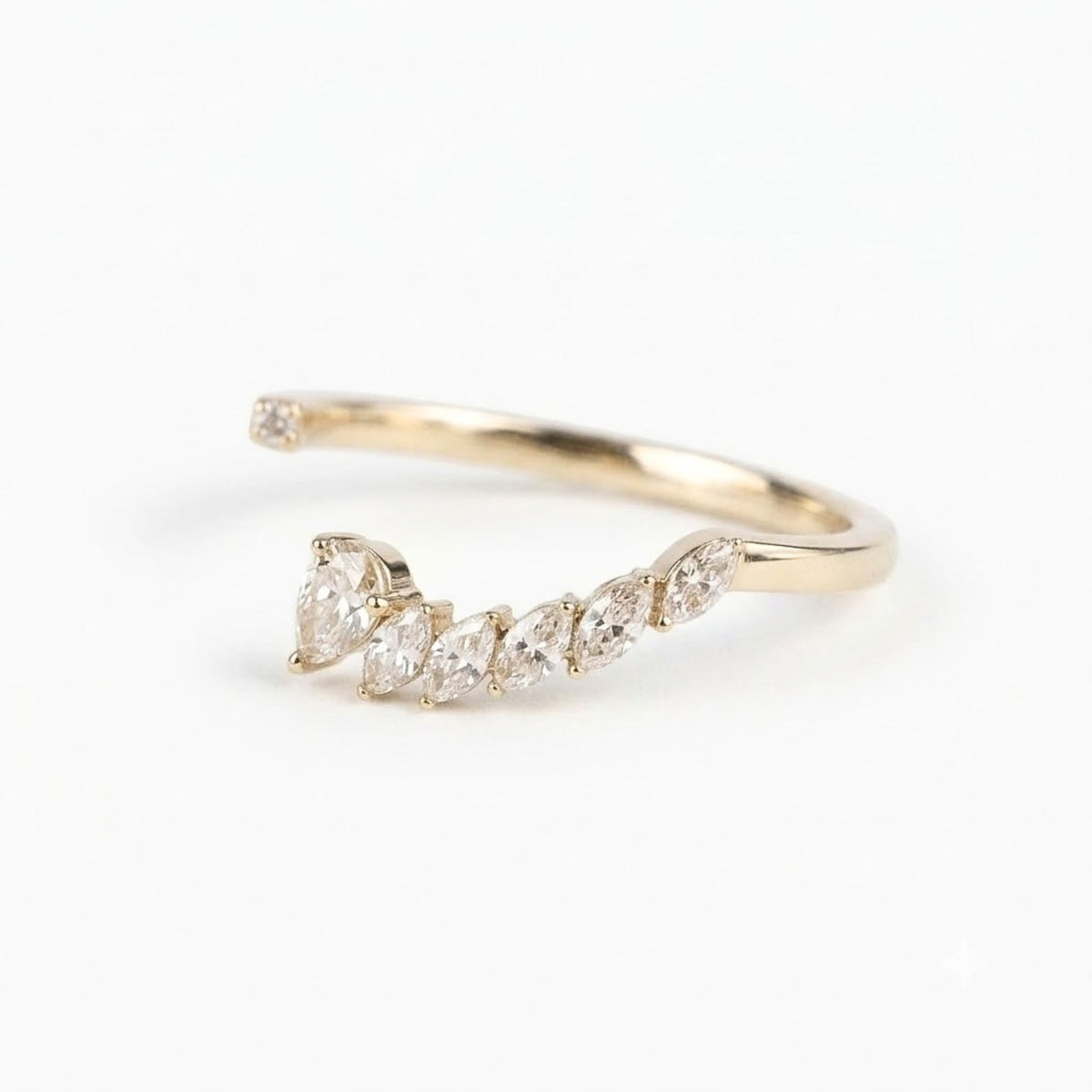 Lab Grown Diamond Marquise V-Shaped Open Band in 14K Yellow Gold