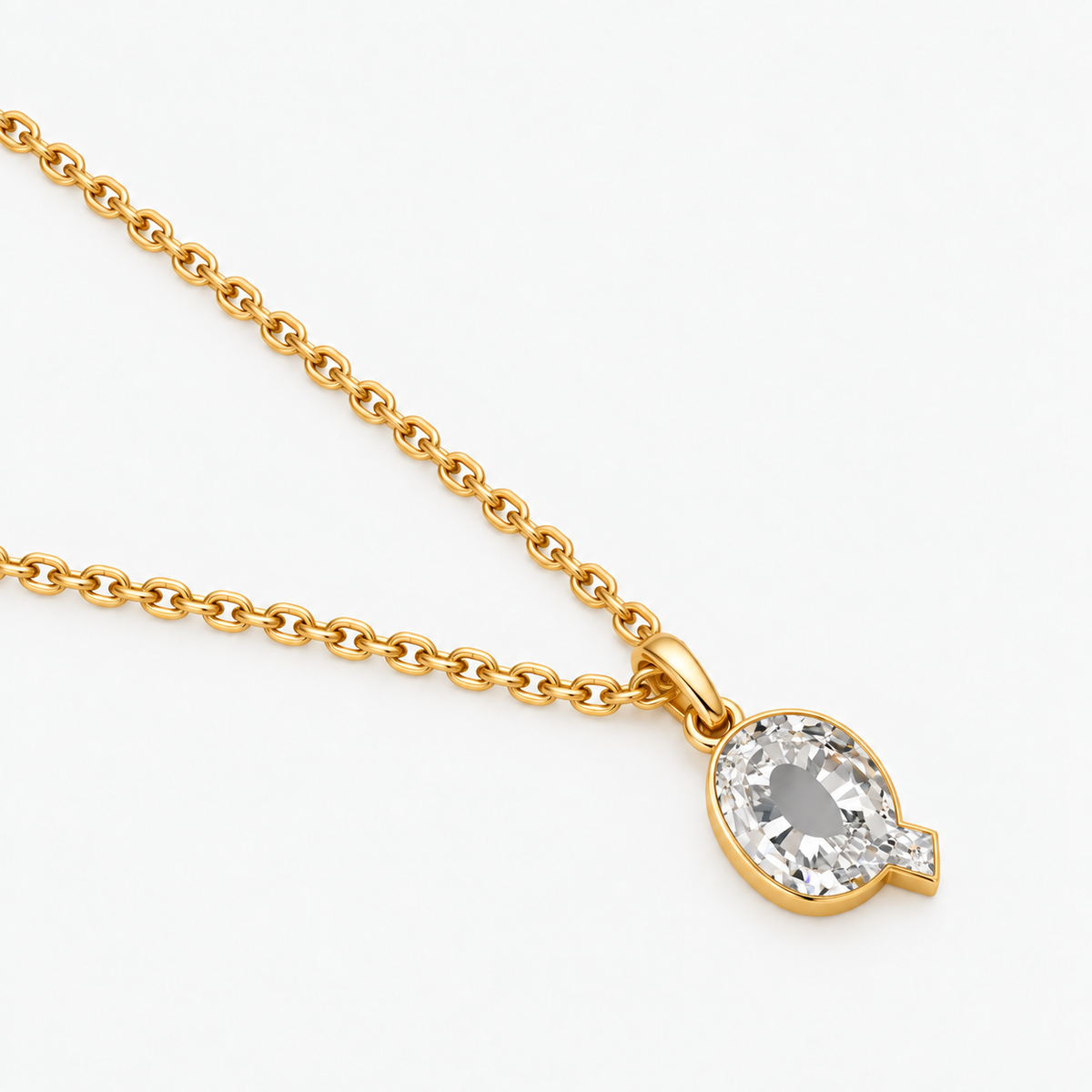 Lab Grown Diamond Alphabet Q Cut Initial Pendant Necklace IGI Certified in 14K Yellow Gold