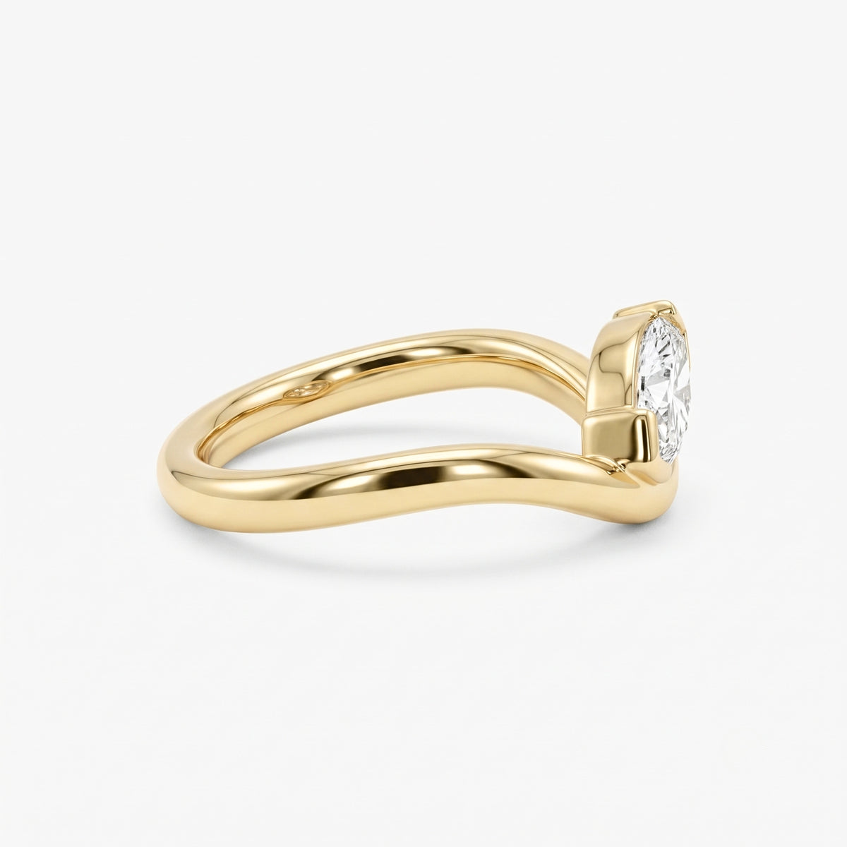 Lab Grown Diamond Marquise Brilliant Cut Sculptural Tension Bypass Engagement Ring IGI Certified in 14K Yellow Gold