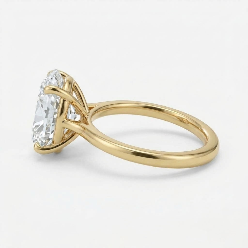 Lab Grown Diamond Oval Cut Solitaire Engagement Ring IGI Certified in 14K Yellow Gold