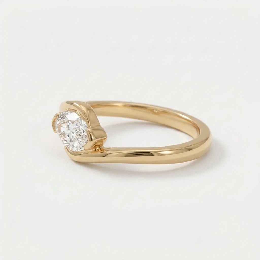 Lab Grown Diamond Marquise Cut East-West Bypass Solitaire Engagement Ring IGI Certified in 14K Yellow Gold