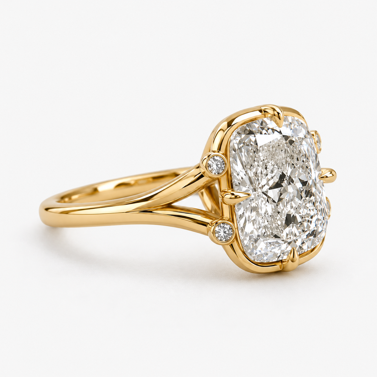 Cushion Cut Diamond Vintage-Inspired Engagement Ring  in 14K Yellow Gold