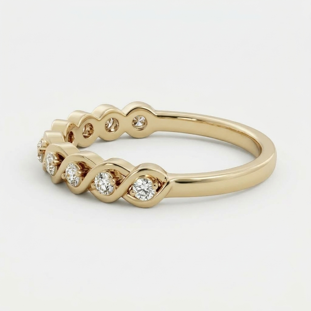 Lab Grown Diamond Round Brilliant Interlocking Infinity Vine Band Ring in 14K Yellow Gold