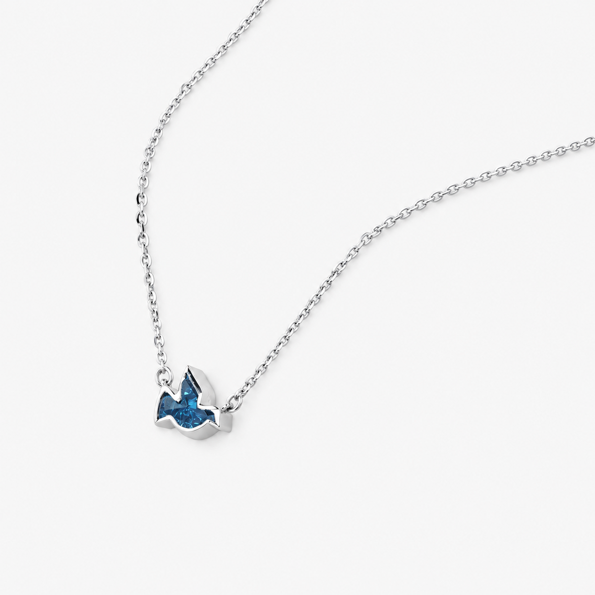 Lab Grown Diamond Fancy Blue Crushed Ice Cut Bird / Dove Bezel Pendant Necklace IGI Certified in 14K Yellow Gold