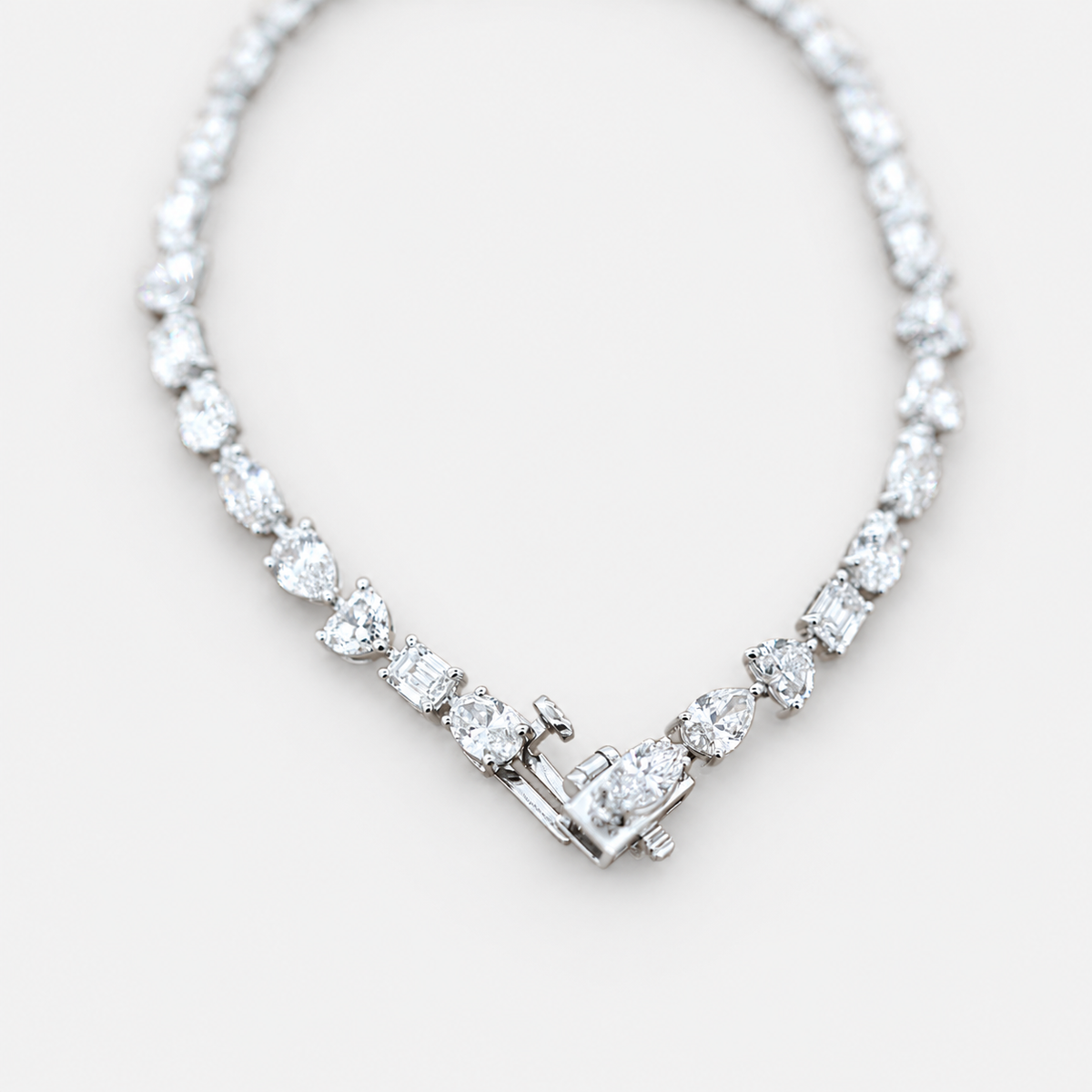 Lab Grown Diamond Multi-Shape Mixed Cut Pear Marquise Emerald Oval Tennis Bracelet IGI Certified in 14K Yellow Gold