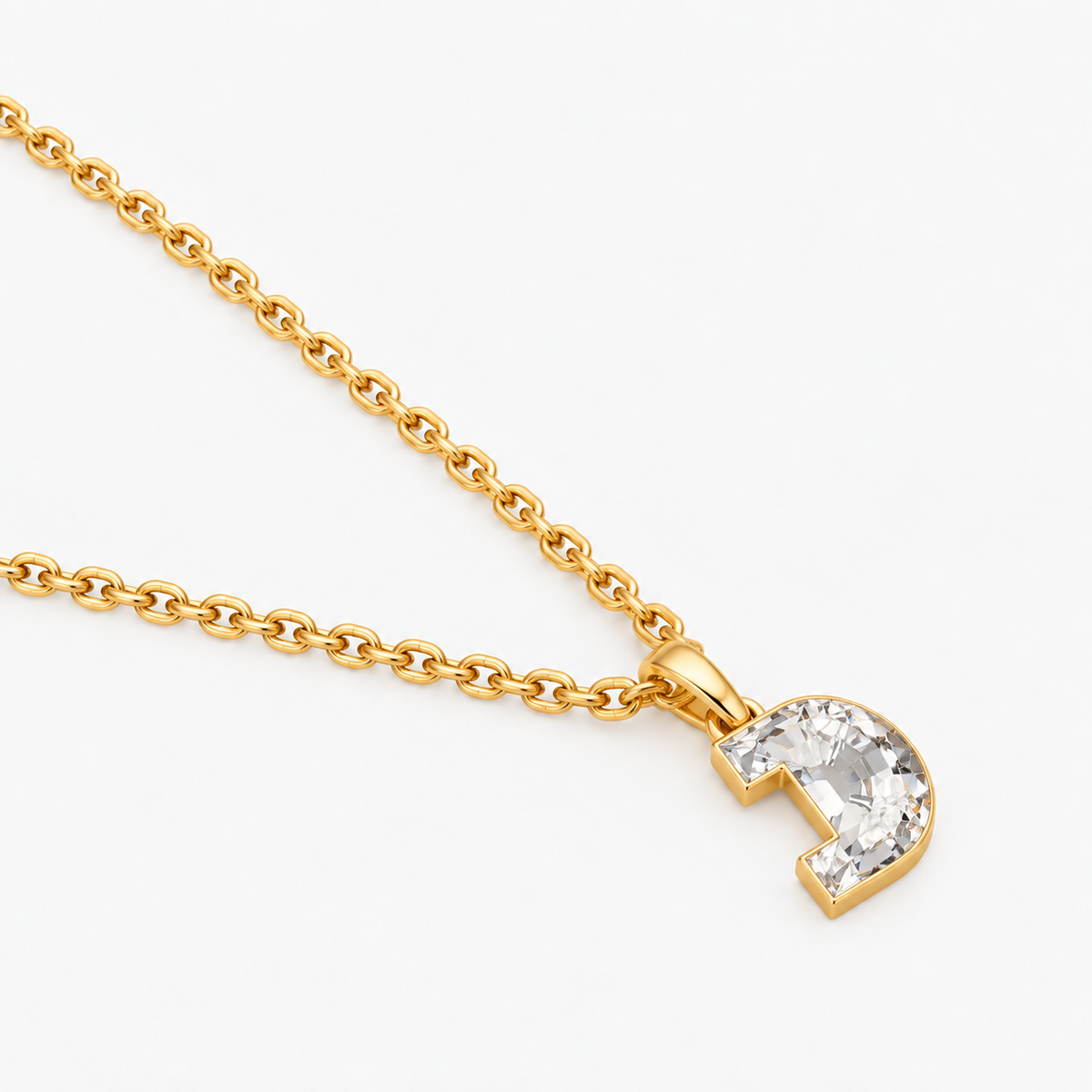Lab Grown Diamond Alphabet D Cut Initial Pendant Necklace IGI Certified in 14K Yellow Gold