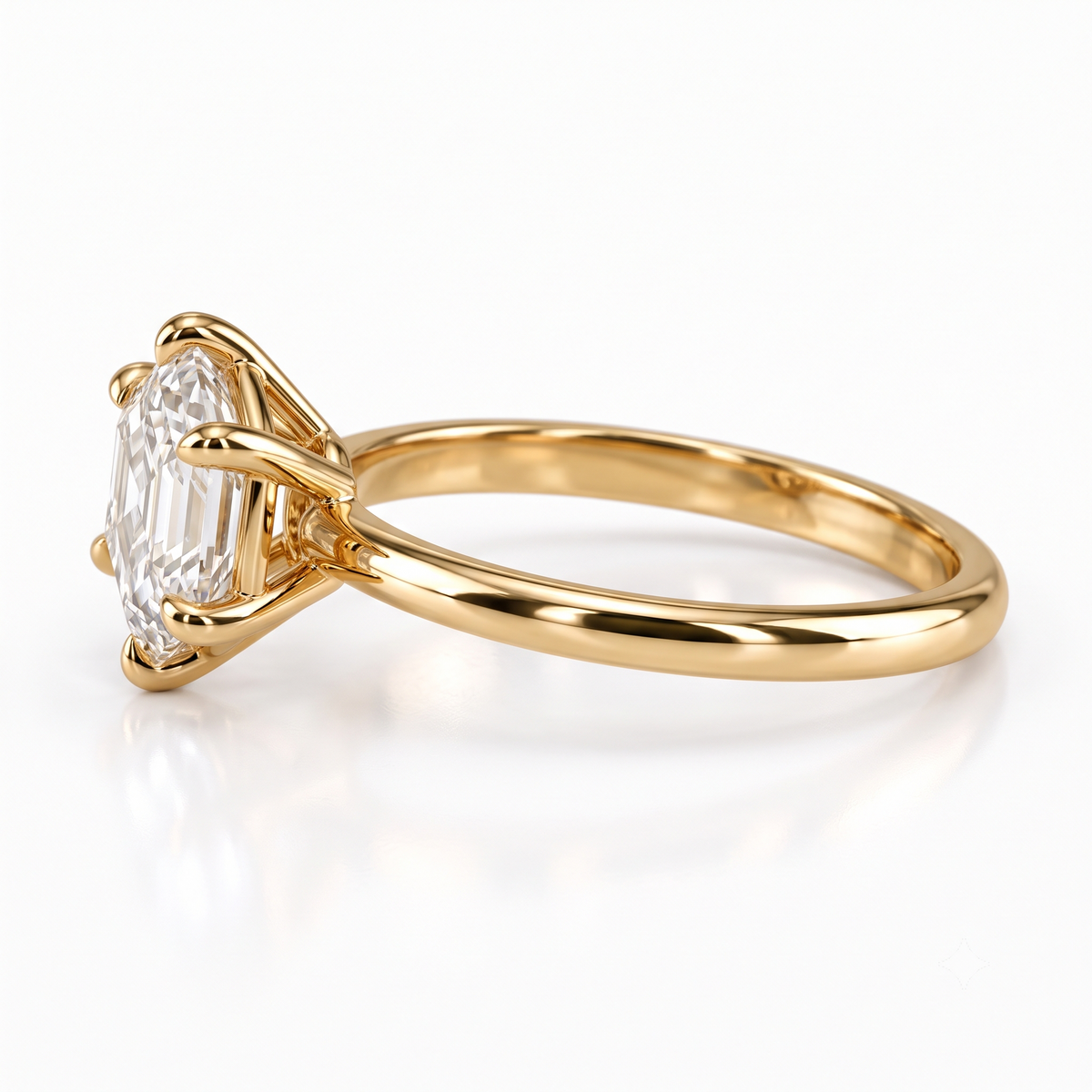 Hexagon Cut Lab Grown Diamond Solitaire Engagement Ring in 14K Yellow Gold