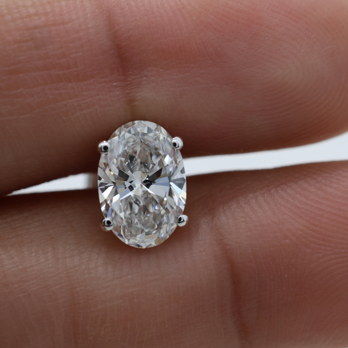 Lab Grown Diamond Oval Cut Solitaire Stud Earrings in Three Prong Setting