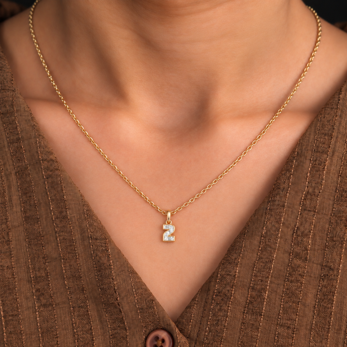 Lab Grown Diamond Number 2 Pendant Necklace in 14K Yellow Gold