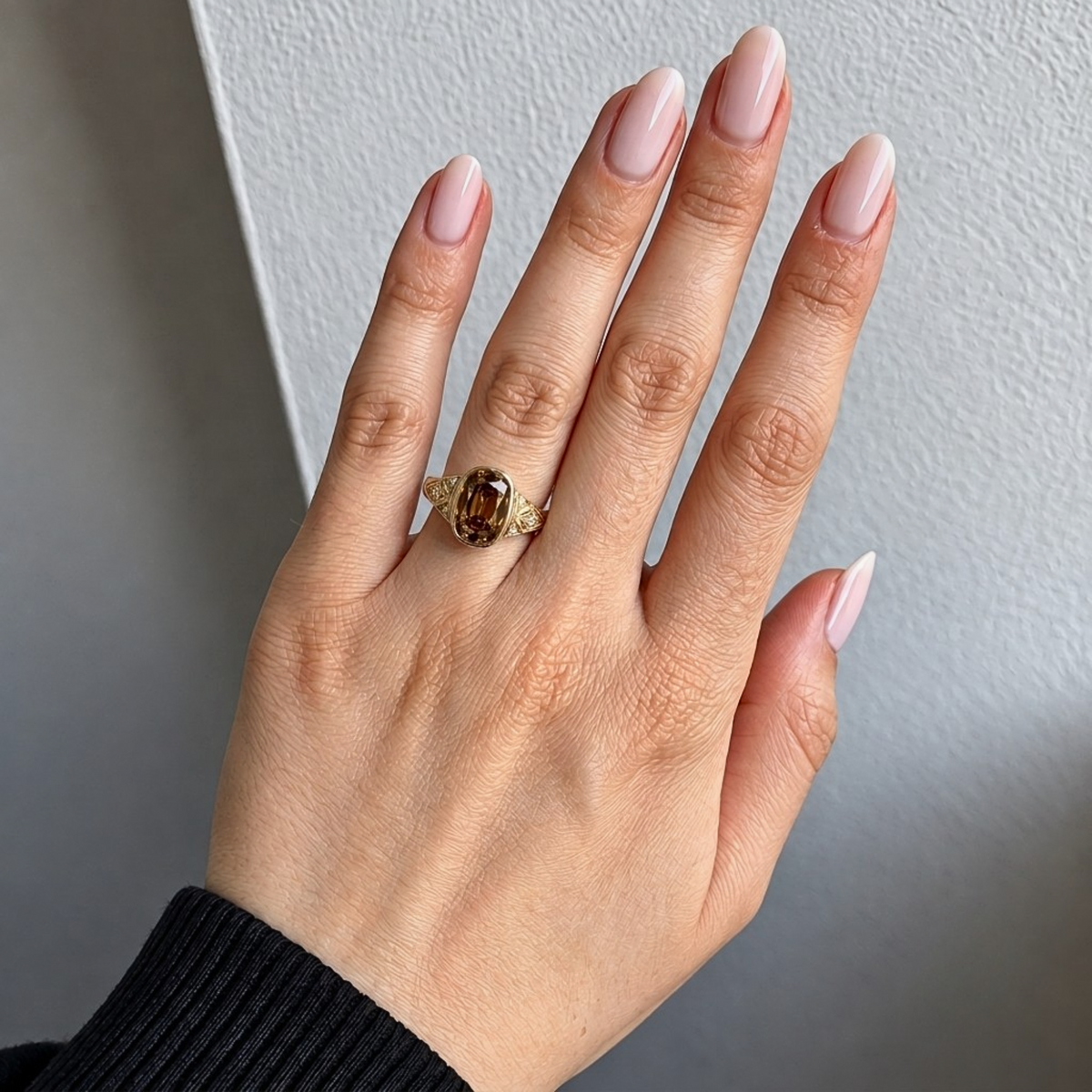 Lab Grown Diamond Fancy Champagne Oval Cut Bezel Set Vintage Milgrain Filigree Shoulder Engagement Ring IGI Certified in 14K Yellow Gold