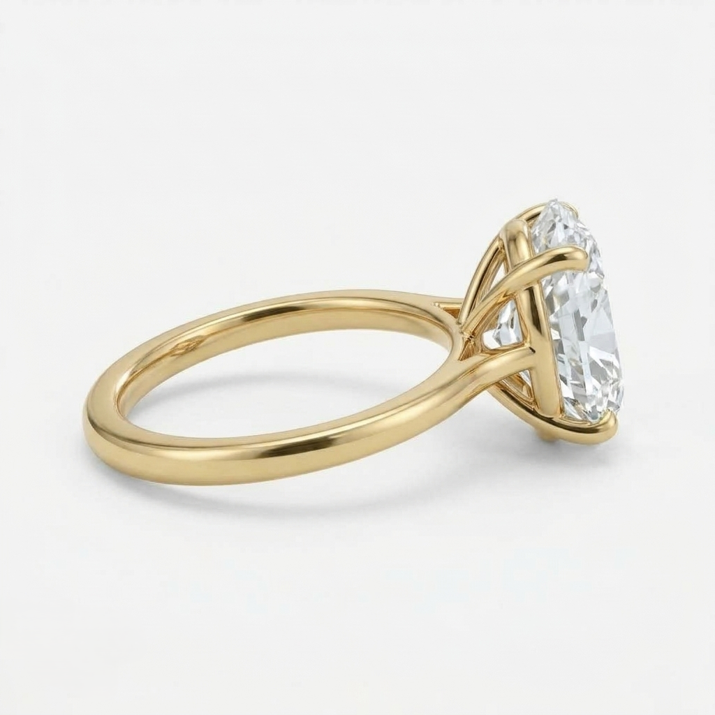 Lab Grown Diamond Oval Cut Solitaire Engagement Ring IGI Certified in 14K Yellow Gold