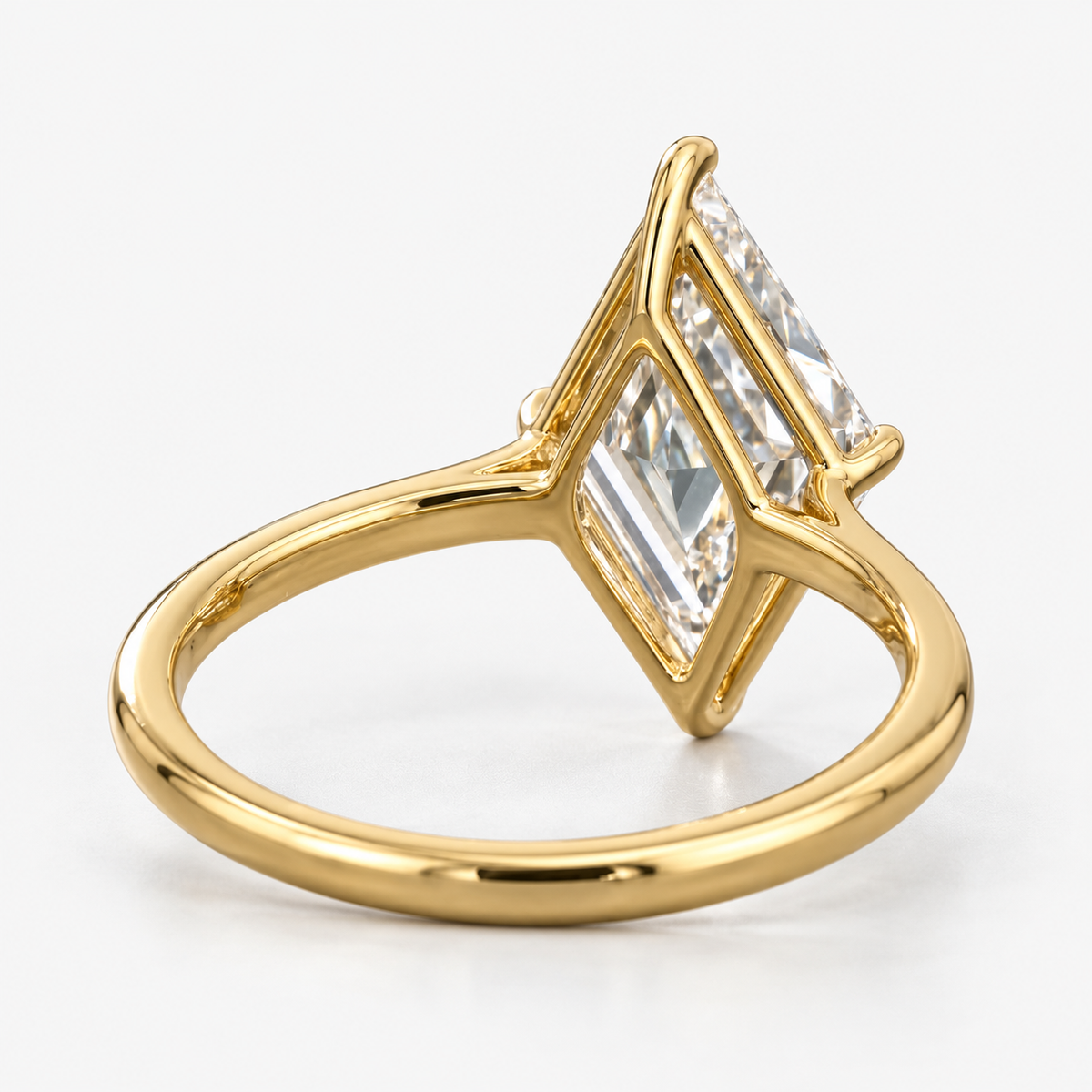Lab Grown Diamond Lozenge Cut Solitaire Engagement Ring IGI Certified in 14K Yellow Gold