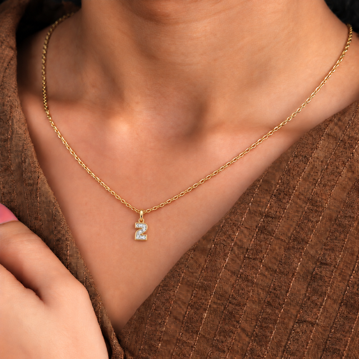 Lab Grown Diamond Number 2 Pendant Necklace in 14K Yellow Gold