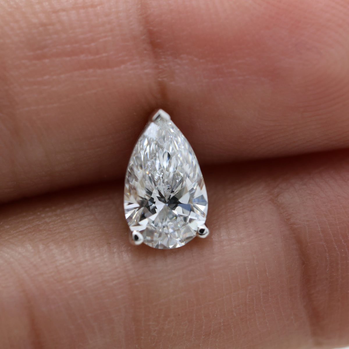 Lab Grown Diamond   Pear Cut Solitaire Stud Earrings in Three Prong Setting