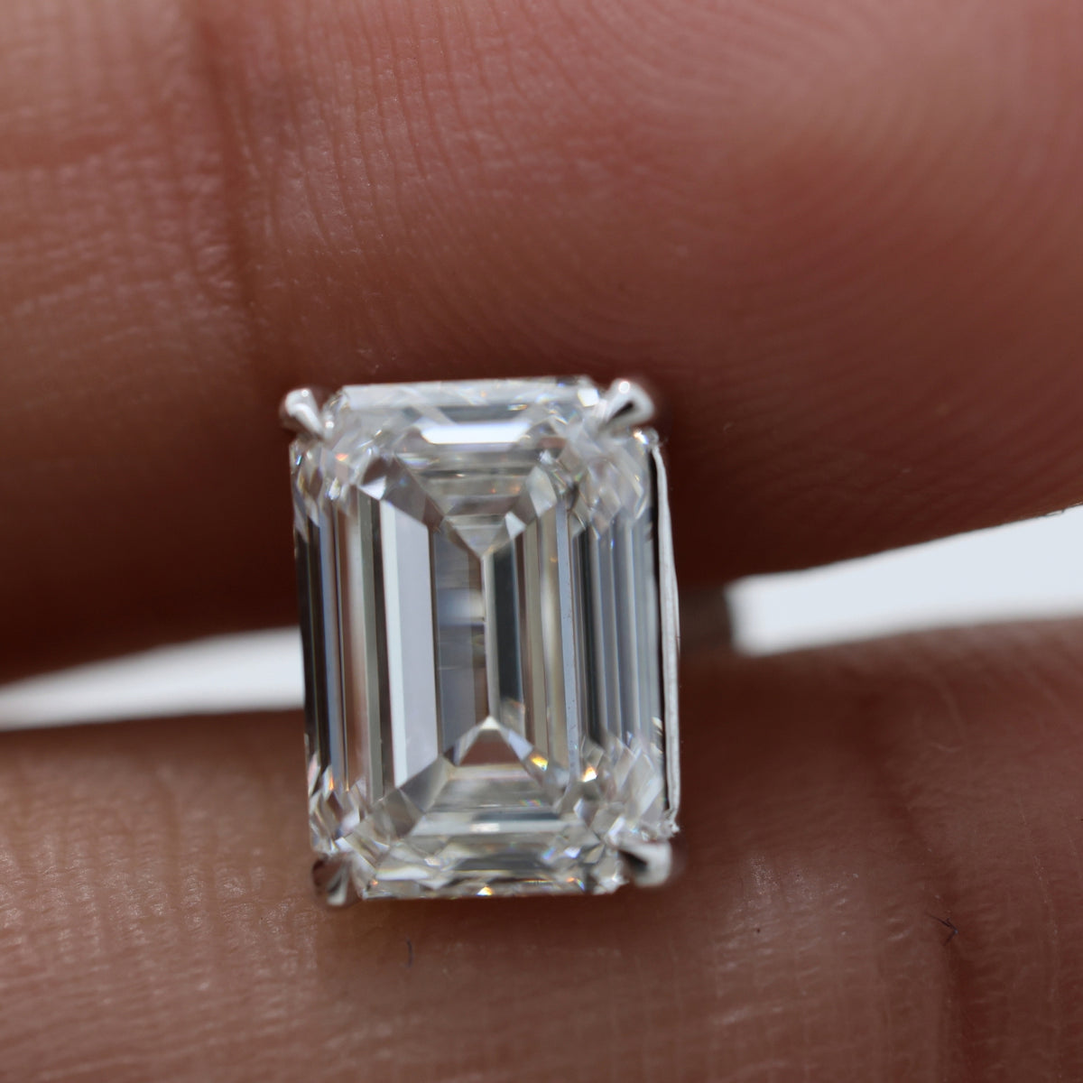 Lab Grown Diamond Emerald Cut Solitaire Stud Earrings in Four Prong Setting