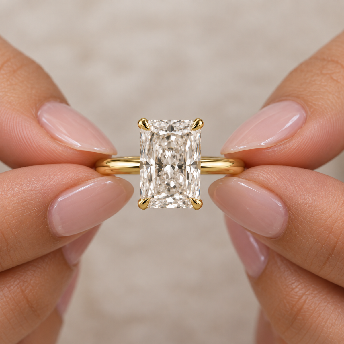 Lab Grown Diamond   Radiant Cut Solitaire Engagement Ring in 14K Yellow Gold