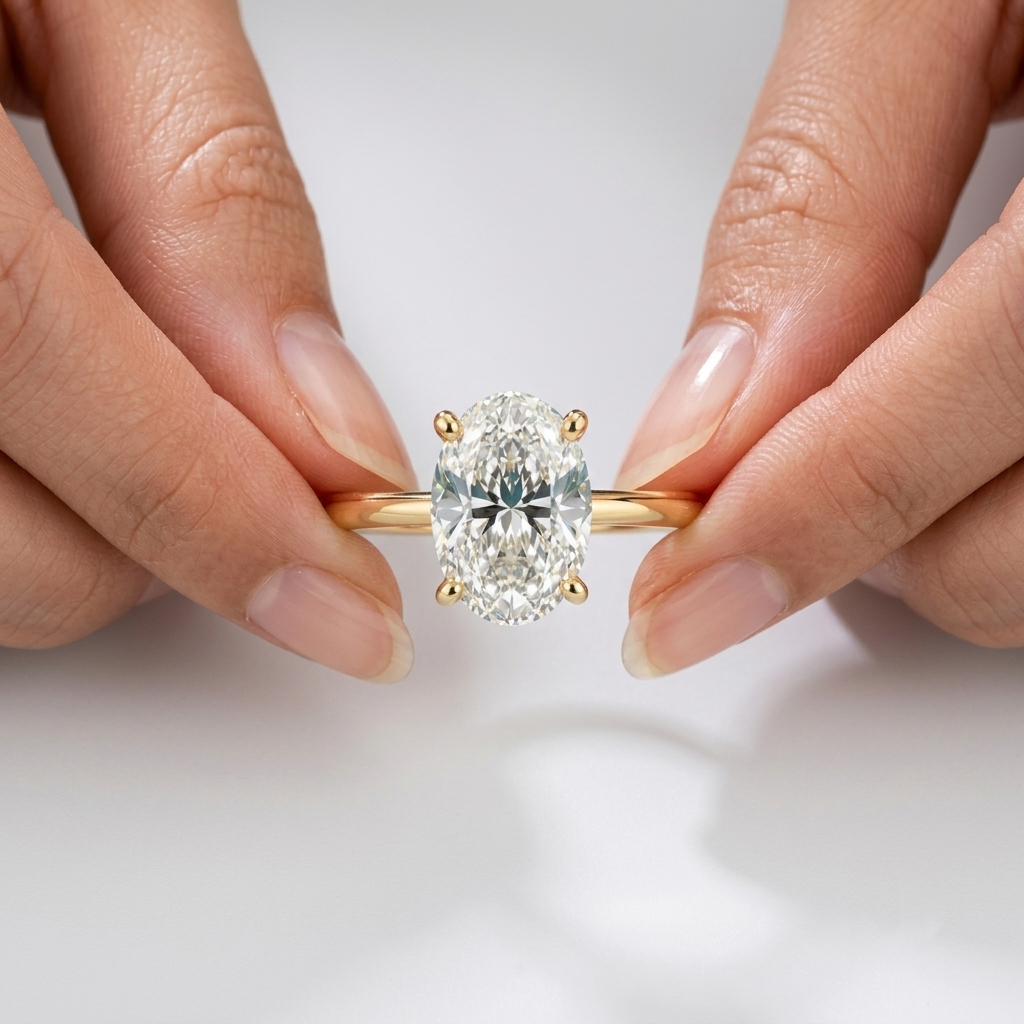 Lab Grown Diamond Oval Cut Solitaire Engagement Ring IGI Certified in 14K Yellow Gold