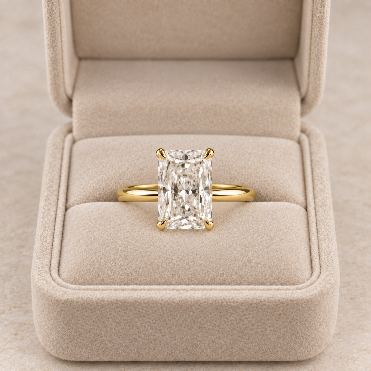 Lab Grown Diamond   Radiant Cut Solitaire Engagement Ring in 14K Yellow Gold