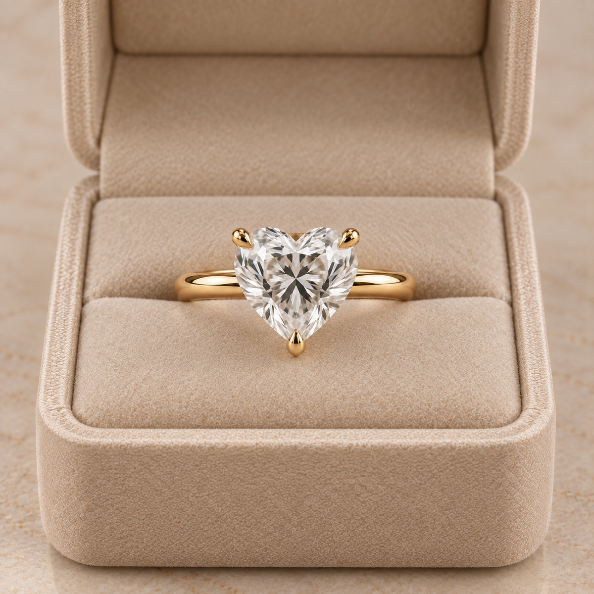Lab Grown Diamond Heart Cut Solitaire Engagement Ring in 14K Yellow Gold