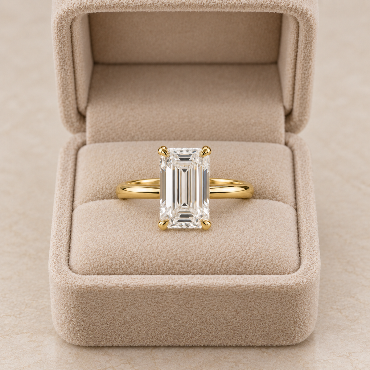 Lab Grown Diamond Emerald Cut Solitaire Engagement Ring in 14K Yellow Gold