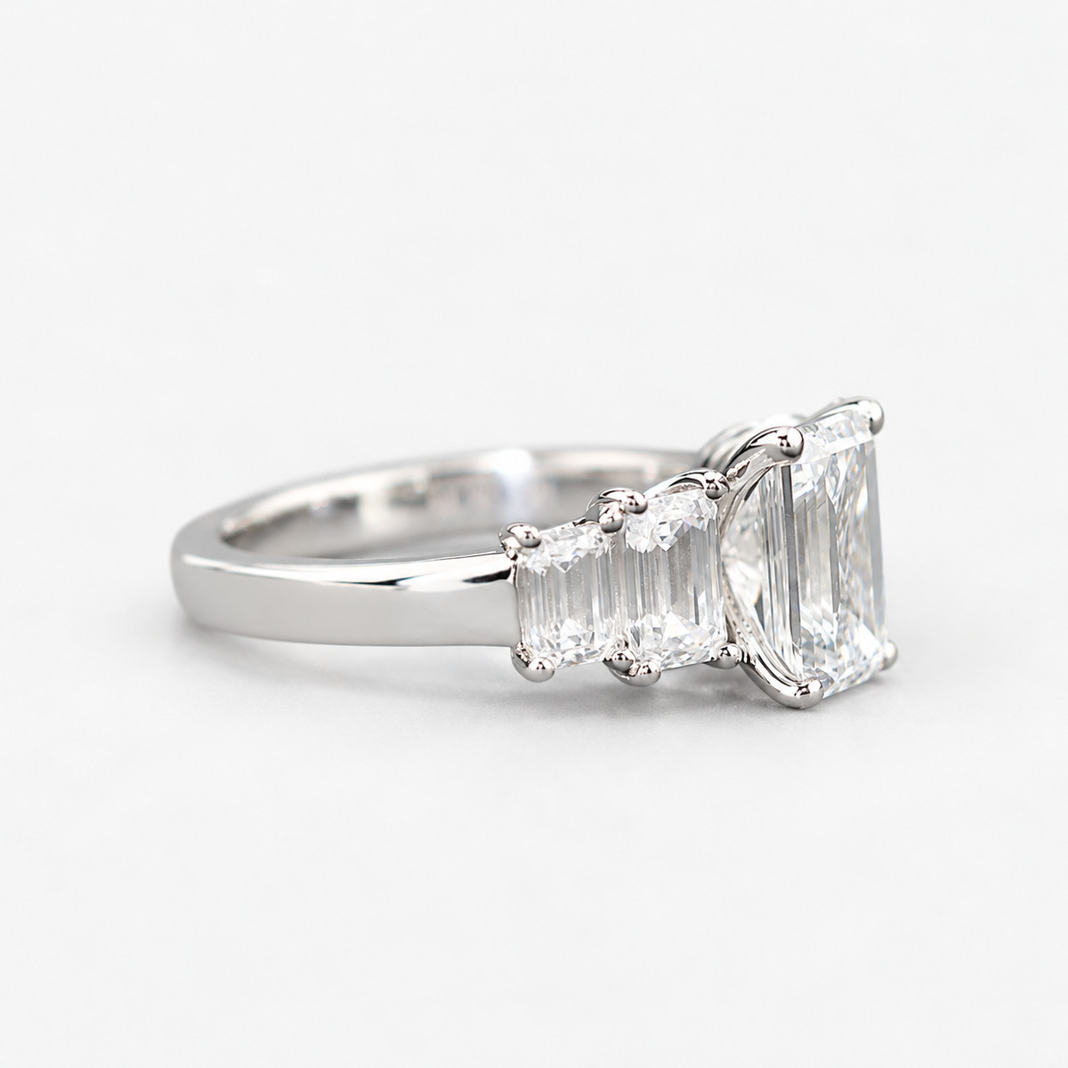 Lab Grown Diamond Emerald Cut Five Stone Diamond Ring in 14K White Gold