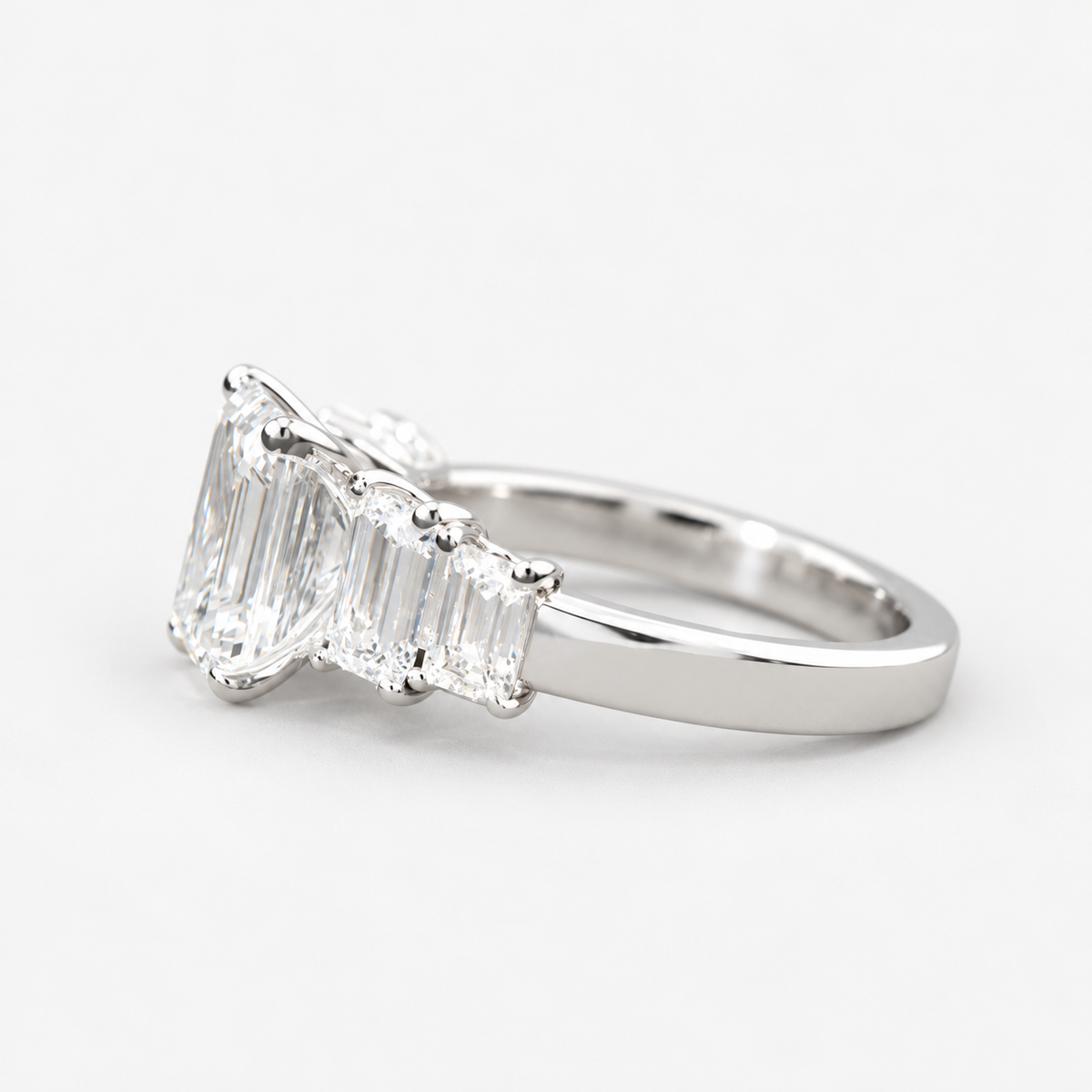 Lab Grown Diamond Emerald Cut Five Stone Diamond Ring in 14K White Gold