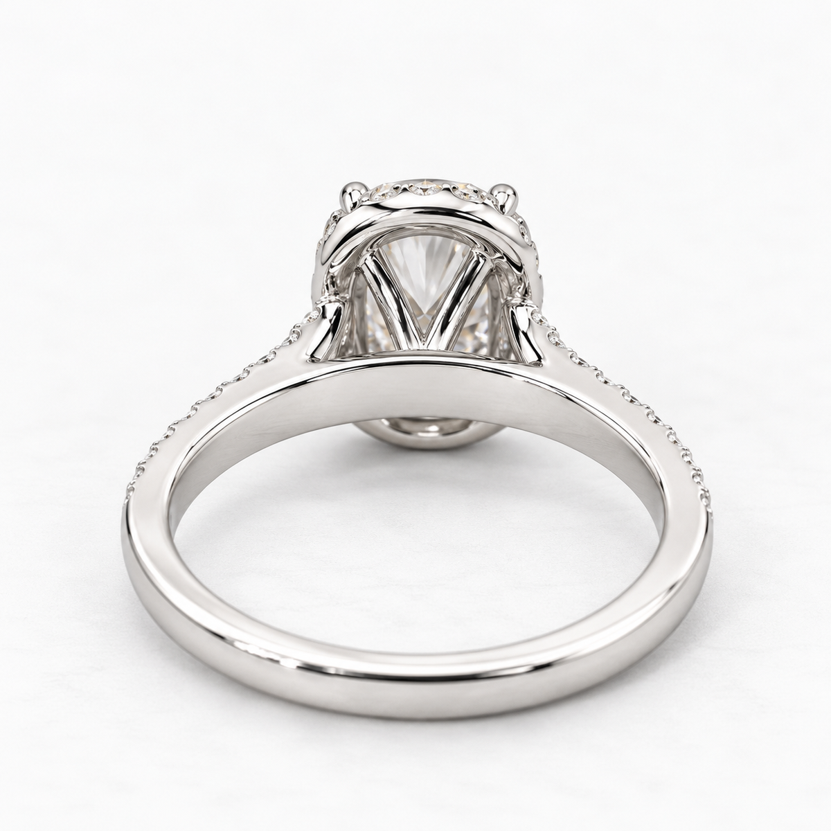 Lab Grown Diamond Cushion Cut Diamond Halo Engagement Ring in 14K White Gold