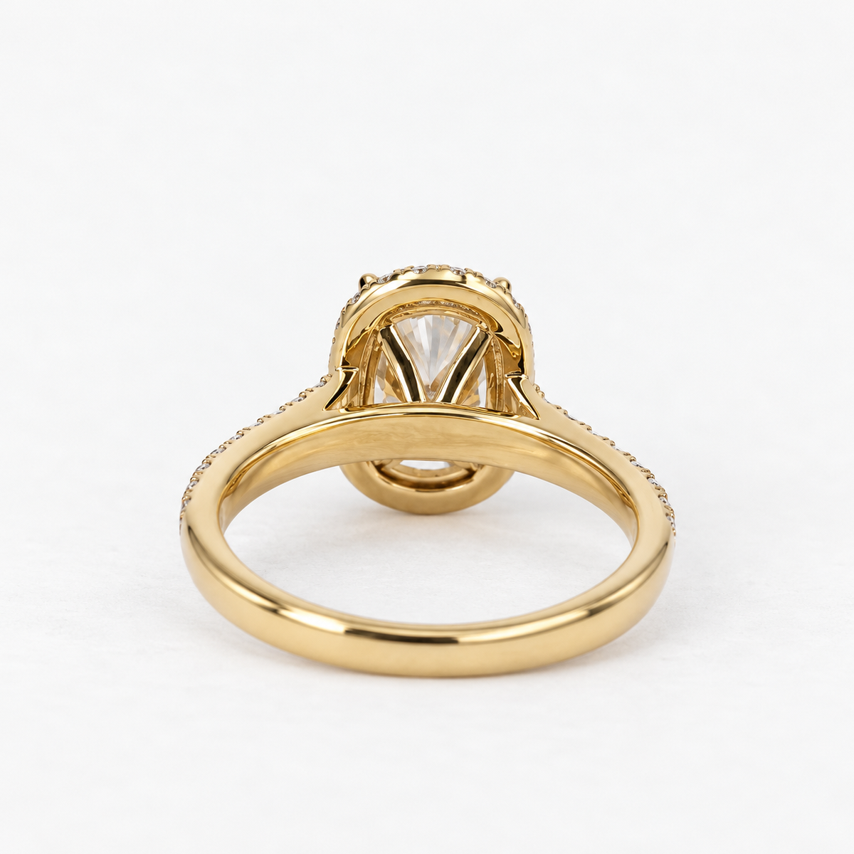 Lab Grown Diamond   Cushion Cut Diamond Halo Engagement Ring in 14K Yellow Gold